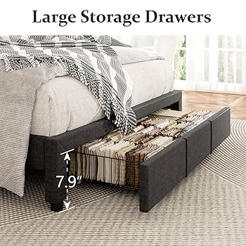 Amazon.com: Full Size Bed Frame with Storage, Full Bed Frame